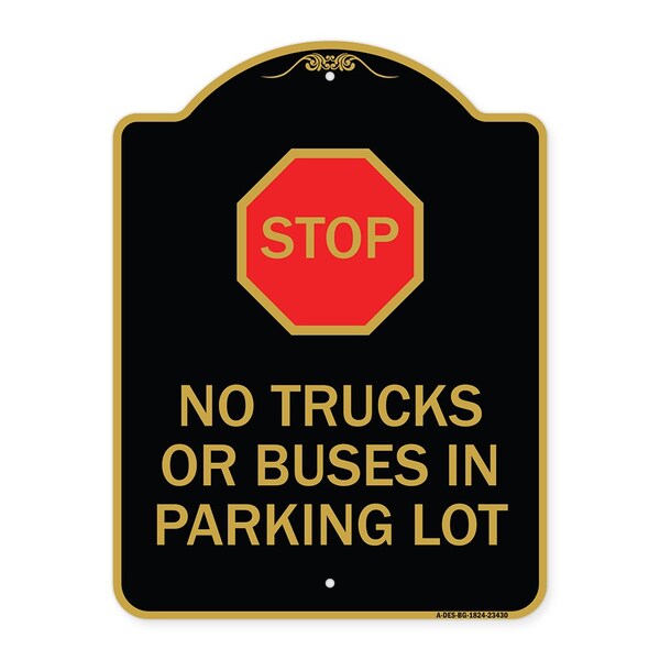 Signmission Parking Lot Rules Stop No Trucks or Buses in Parking Lot W/ Stop Alum Sign, 18" x 24", BG-1824-23430 A-DES-BG-1824-23430 - main